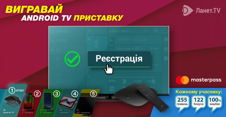 Користуйтеся сервісом Ланет.TV та вигравайте 55” телевізор, планшет, смартфони та ТВ-приставку!